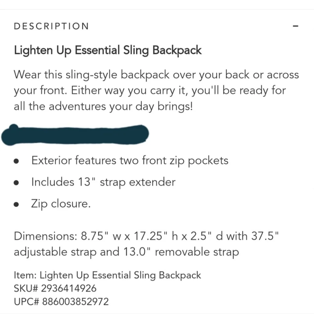 Vera Bradley Lighten Up Essential Sling Backpack NWT